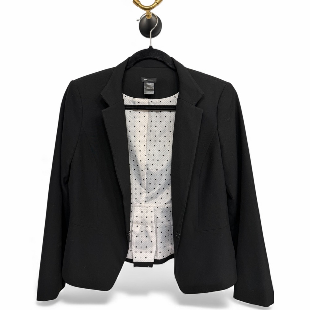 Ann Taylor Black Tailored Blazer Peplum Hem Size 4